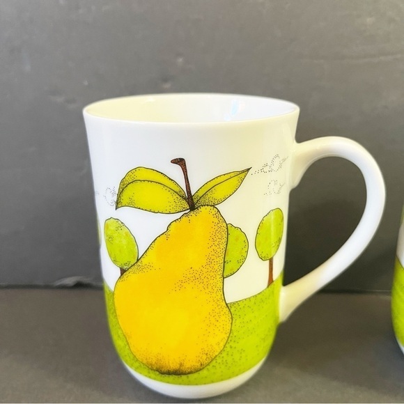 Dept 56 Orchard Pattern Mugs Lynda Sylvester Orange Lemon Pear Apple Fall Lot 4x - Picture 2 of 14